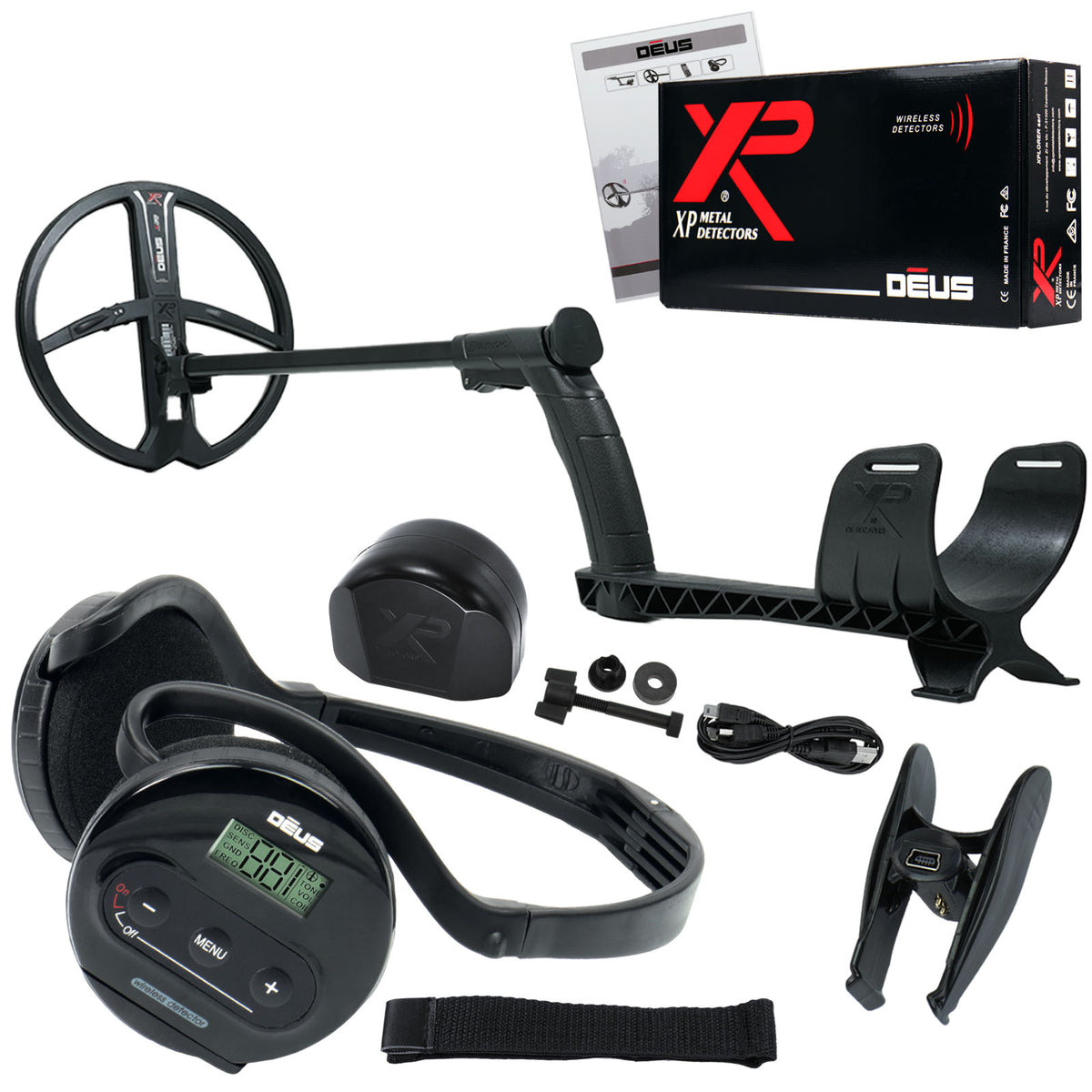 XP Deus Metal Detector w/ Backphone Headphones and 9” X35