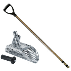 Dune Scoops Poseidon 10x5 S Steel Metal Detector Sand Scoop Hexagon Holes w/Dune Large & Strong Collapsible Stainless Steel Handle