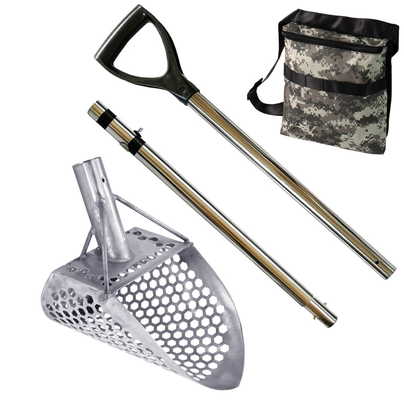 Dune Scoops Anaconda 11.5 x 6" Stainless Metal Detector Sand Scoop w/ 2 mount options