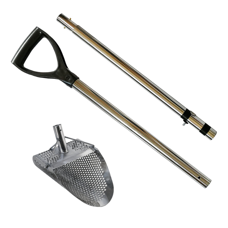 Dune Scoops Kraken 11 x 8" Stainless Metal Detector Sand Scoop w/ Sm Hexagon Holes