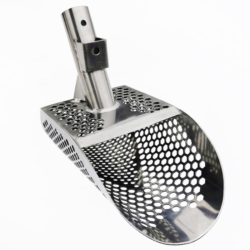 Dune Scoops 9.9" x 4.75" Stainless Steel Sand Scoop - Hexahedron Holes