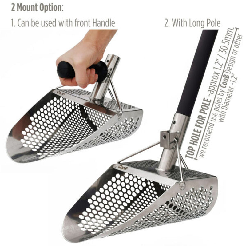 CooB 11.5" x 8" Stainless Steel Hand Sand Scoop - Hexagon Holes
