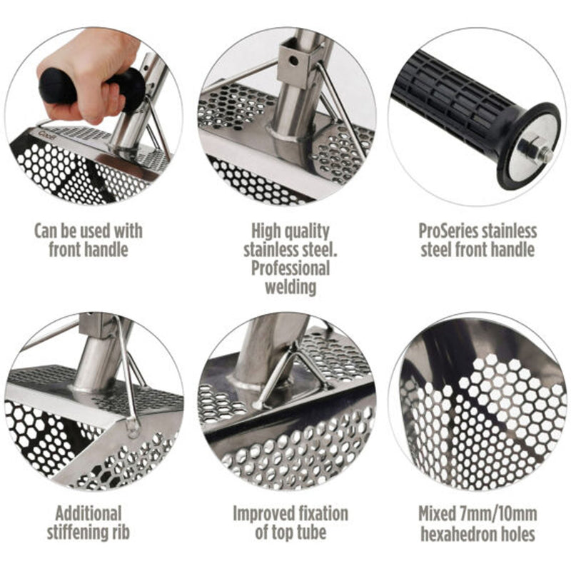 CooB 11.5" x 8" Stainless Steel Hand Sand Scoop - Hexagon Holes