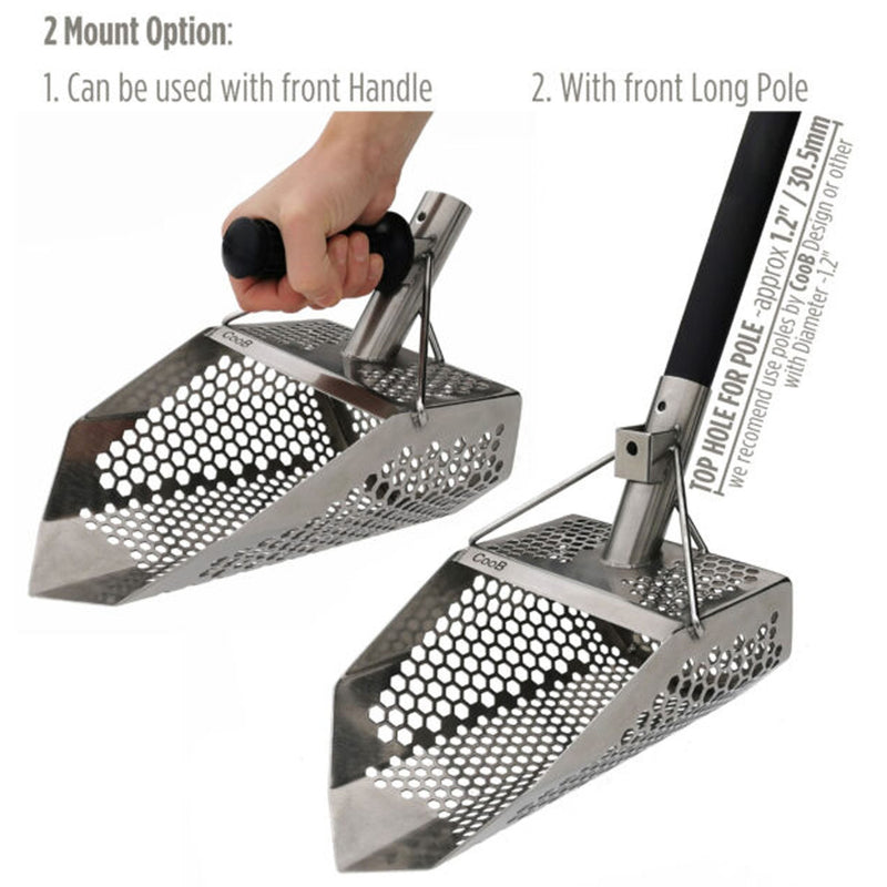 CooB 11.5" x 7" Stainless Steel Sand Scoop - Hexagon Holes