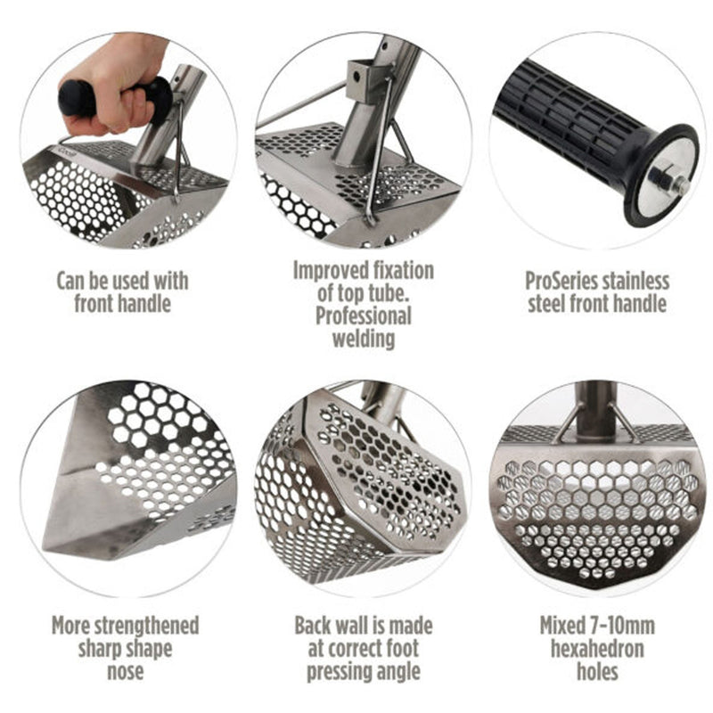 CooB 11.5" x 7" Stainless Steel Sand Scoop - Hexagon Holes
