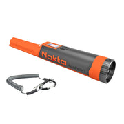 orange and black Nokta Accupoint Lite and black lanyard with white background 