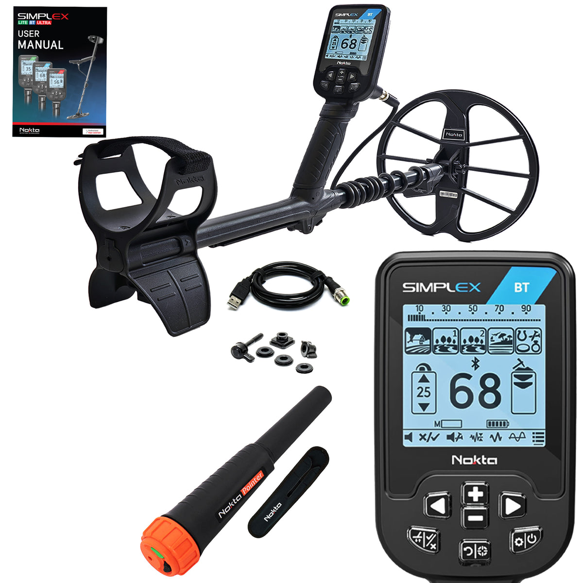 Nokta Simplex BT Waterproof Metal Detector with 11" DD Coil Pro Package