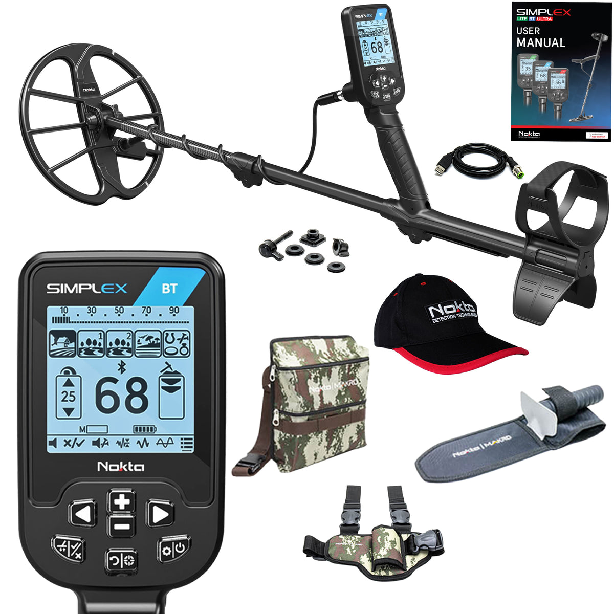 Nokta Simplex BT Waterproof Metal Detector with 11" DD Coil with Starter Pack