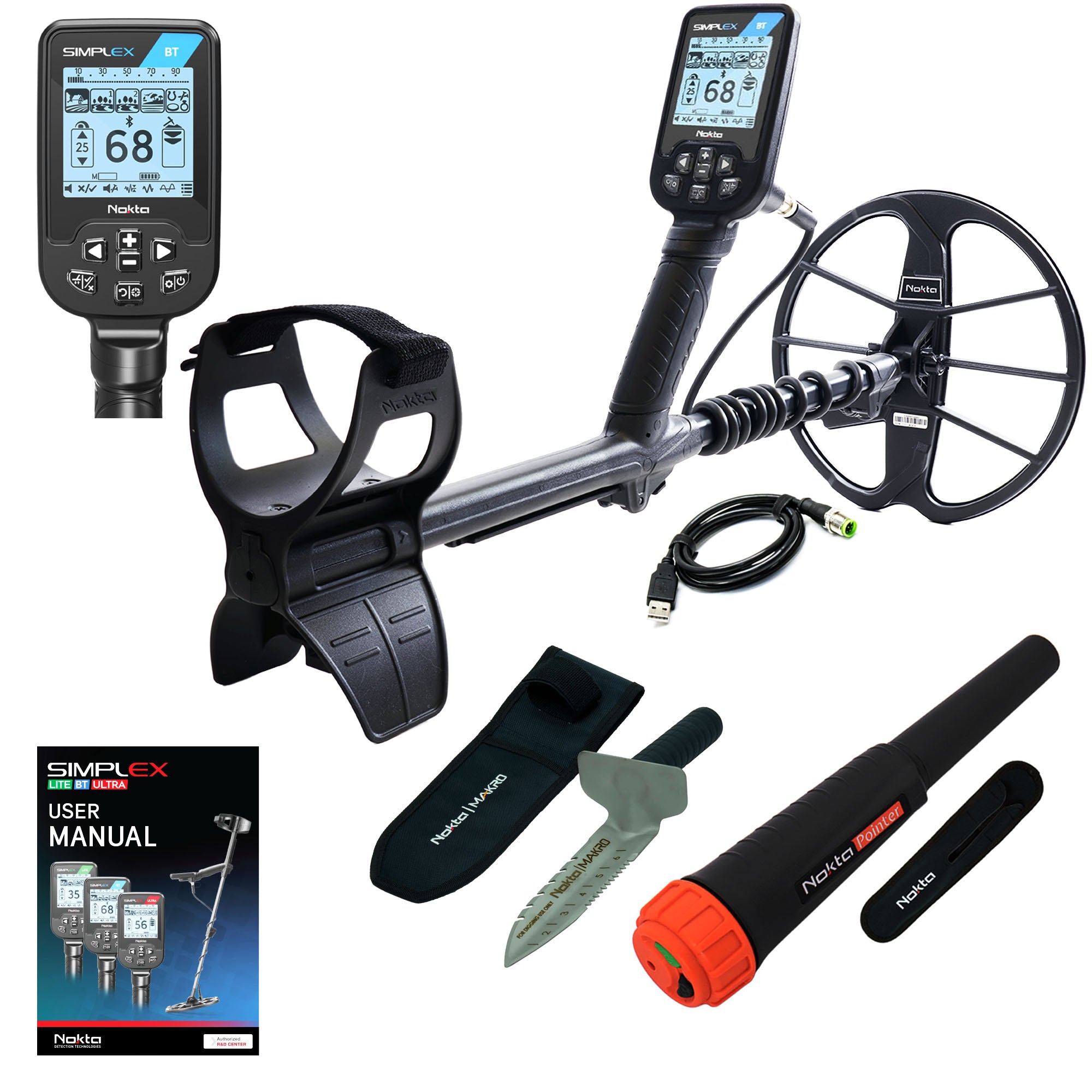 Nokta Simplex BT Waterproof Metal Detector with 11" DD Coil Complete Package