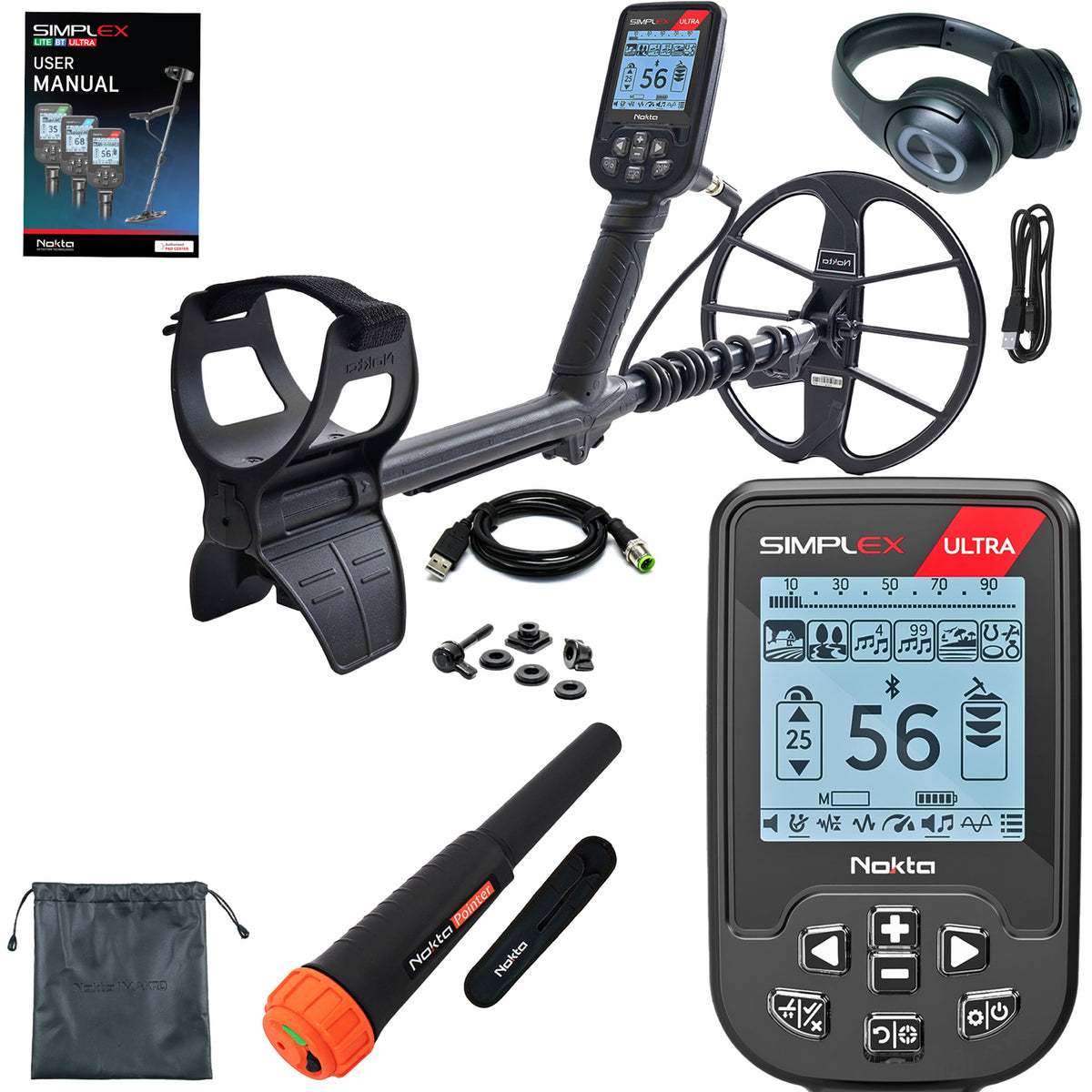 Nokta Simplex Ultra WHP Waterproof Detector with 11″ Coil & Wireless Headphones Pro Package