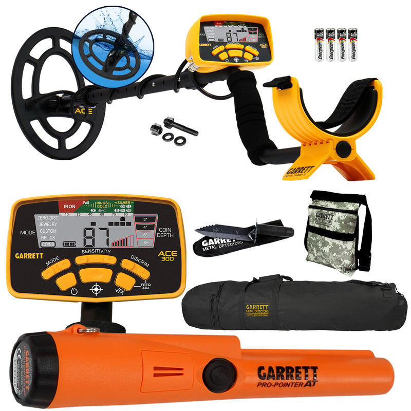 Garrett ACE 300 Metal Detector with Waterproof Coil ProPointer AT and More