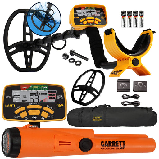 Garrett ACE 400 Metal Detector w/ Z-Lynk Wireless System, Pro Pointer AT & Bag