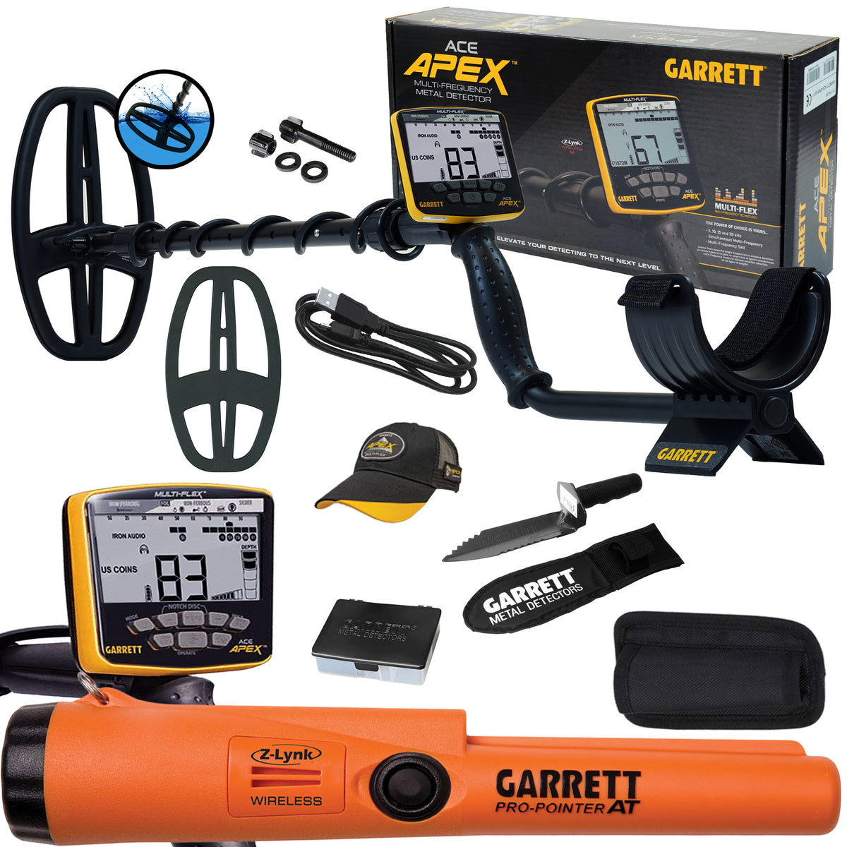 Garrett ACE APEX Metal Detector with 6 x 11 Multi-Flex Viper Coil Special