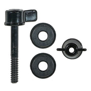 black Nokta 28R coil mounting hardware components including a bolt, 2 washers, and a nut for Legend and Simplex metal detectors on a white background