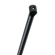 A close-up of a black fiberglass shaft  pole or support rod with a mounting bracket at the top, shown against a plain white background.