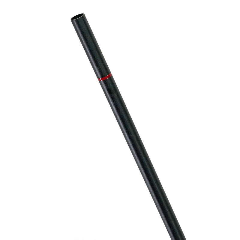 A long, slender black rod shown diagonally on a plain white background, with a small red band or marking near the upper middle section.