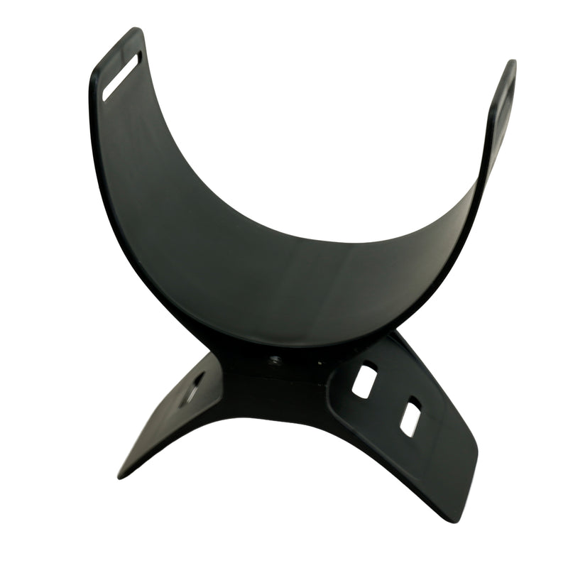 Black plastic arm rest for the Vanquish V60 series with Minelab  side shown on a white background.