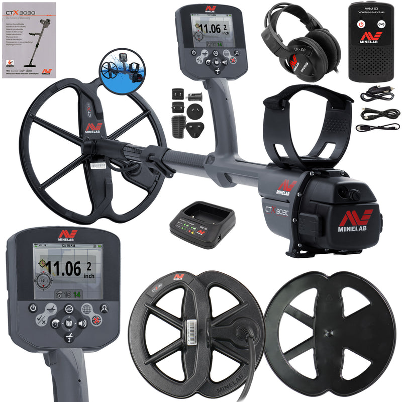 Minelab CTX 3030 Waterproof Metal Detector with 6" Round Smart Coil and Cover