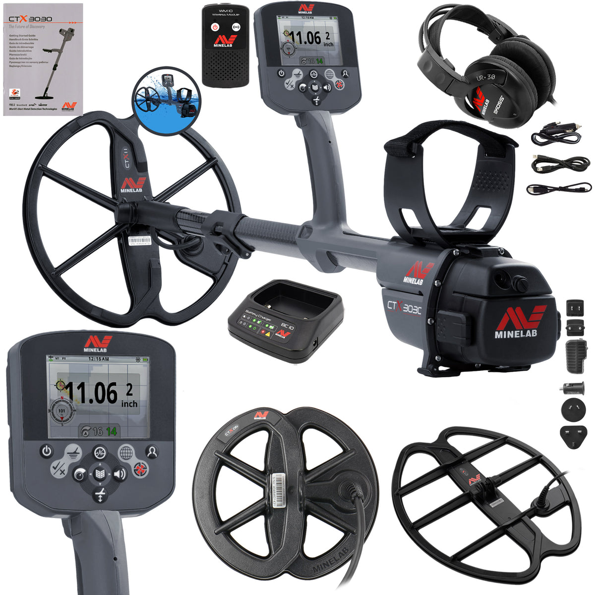 Minelab CTX 3030 Waterproof Metal Detector with 6 and 11 Smart Coils and 17" Smart Coil