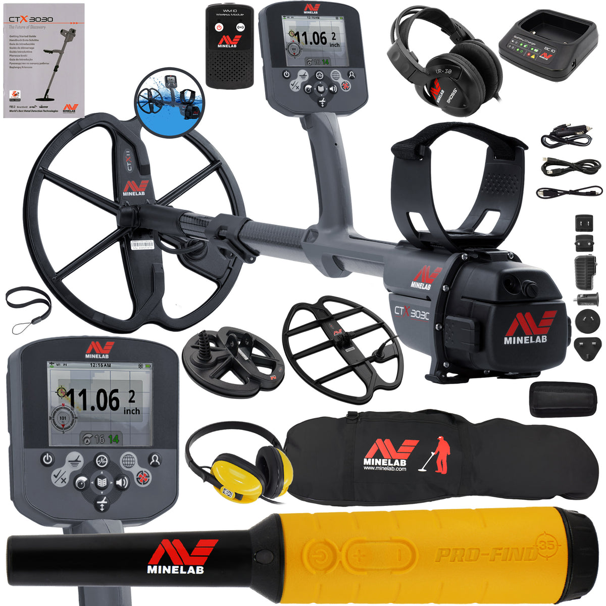 Minelab CTX 3030 Waterproof Metal Detector w/ Pro Find 35, 3 Search Coils & More