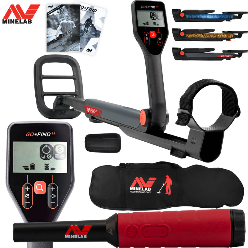 Minelab GO-FIND 22 Metal Detector with Minelab Pro-Find 40 Pinpointer and Carry Bag