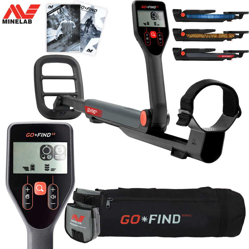 Minelab GO FIND 22 Metal Detector with Black Transport Carry Bag and Finds Pouch