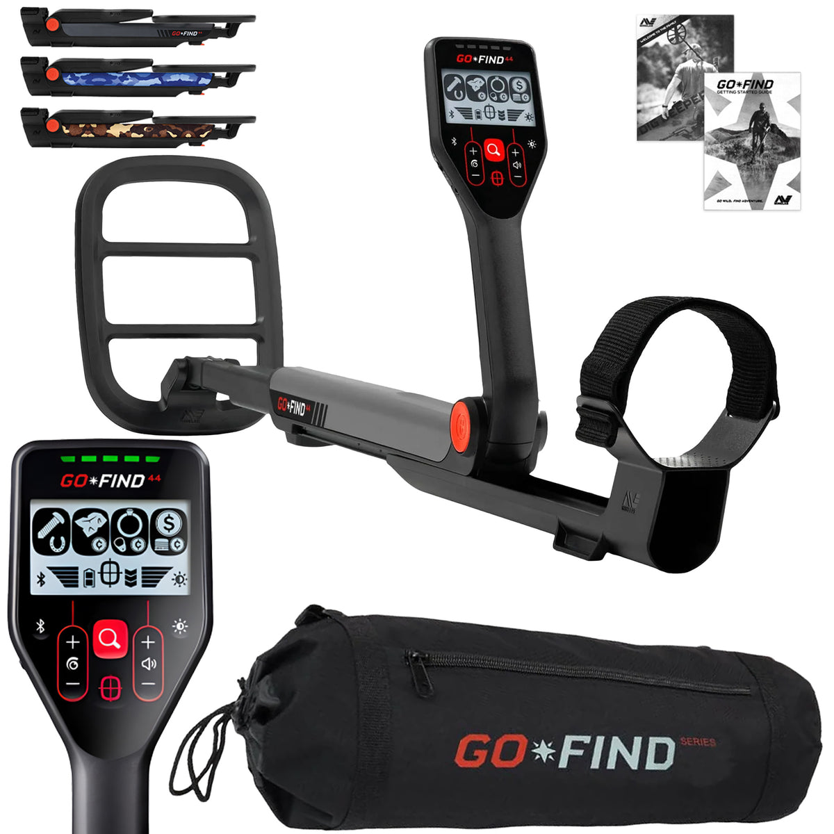 Minelab GO-FIND 44 Metal Detector with GO-FIND Black Carry Bag for Transport