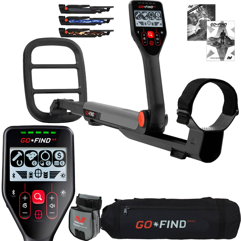 Minelab GO FIND 44 Metal Detector with Black Transport Carry Bag and Finds Pouch