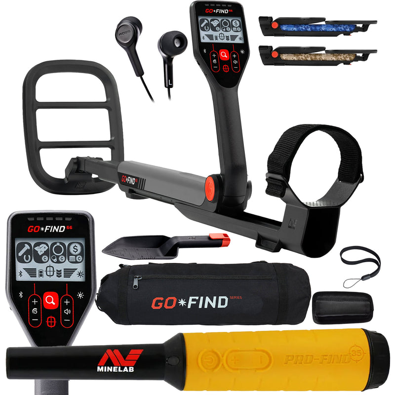 Minelab GO FIND 66 Metal Detector with PRO FIND 35 and FREE Black Transport Carry Bag