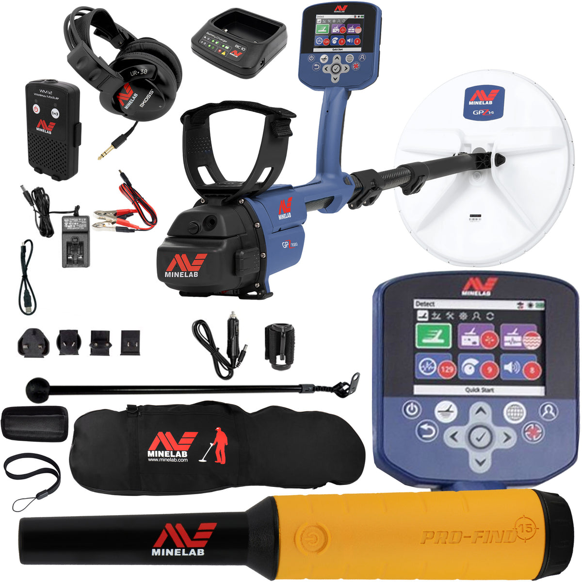 Minelab GPZ 7000 All Terrain Gold Metal Detector with Pro Find 15, Carry Bag