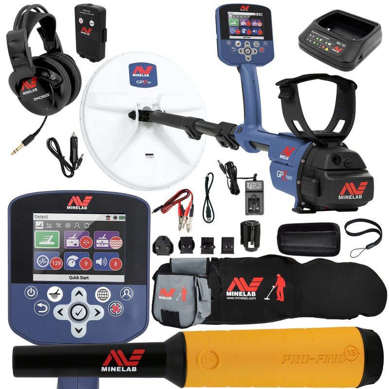 Minelab GPZ 7000 Metal Detector with Pro Find 15, Carry Bag, Finds Pouch
