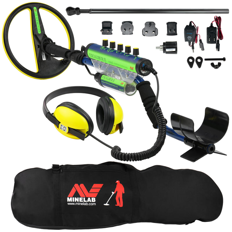Minelab Excalibur II 1000 Waterproof Metal Detector with Black Padded Carry Bag