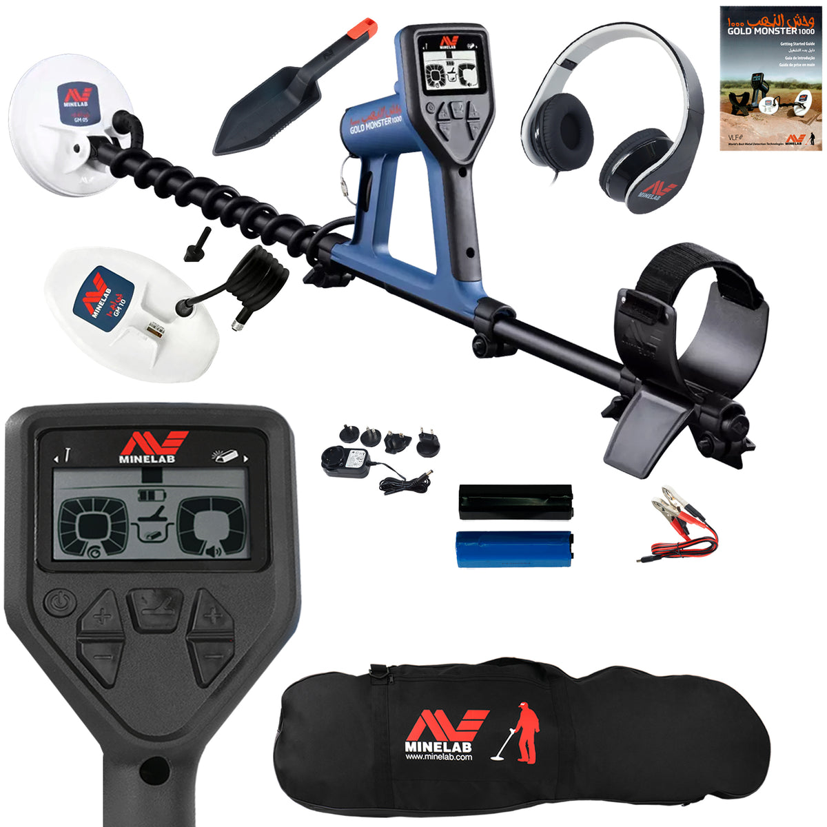 Minelab GOLD MONSTER 1000 with Carry Bag, 2 Search Coils, Headphones, and More