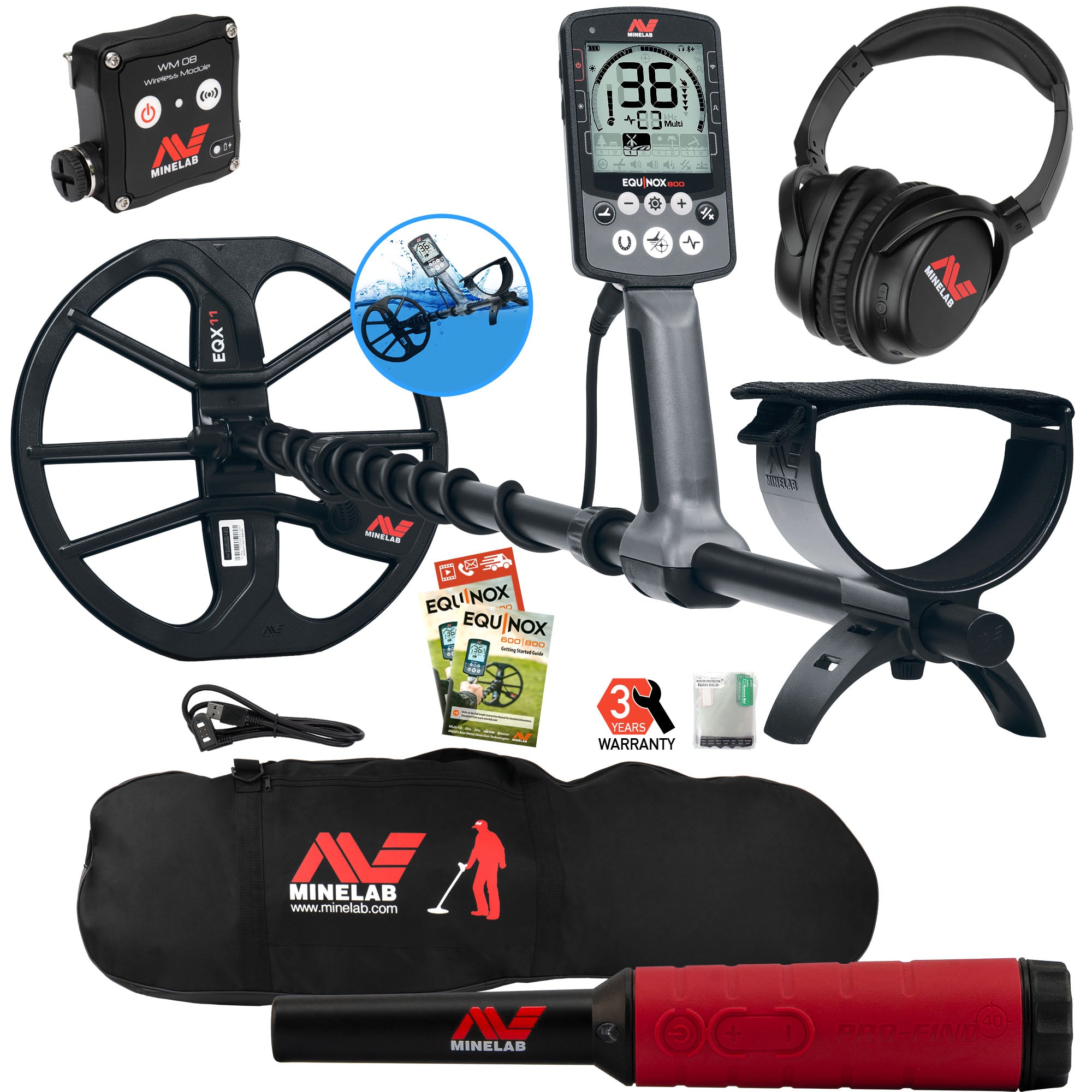 Minelab EQUINOX 800 Waterproof Metal Detector with Pro-Find 40 and Car ...