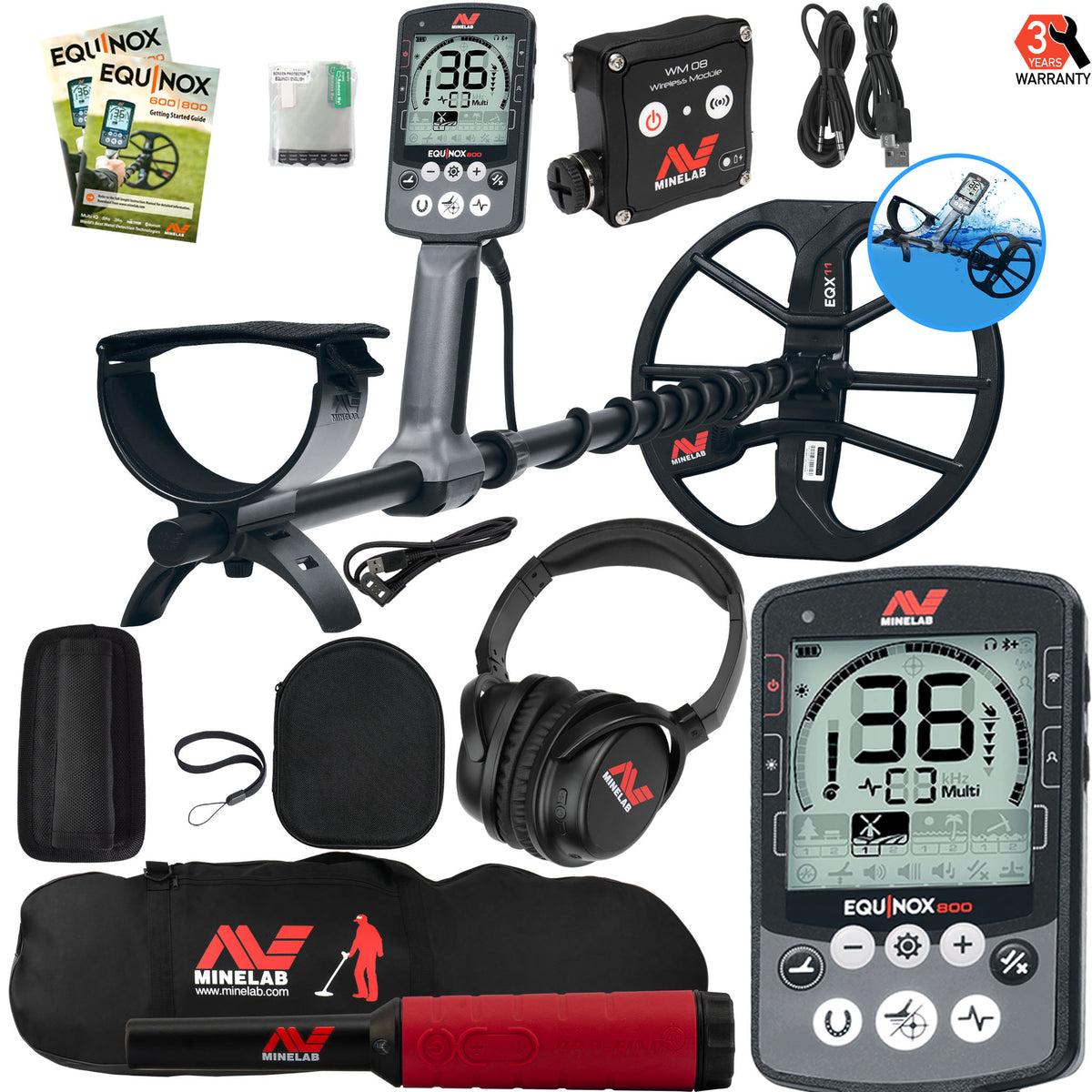 Minelab EQUINOX 800 Waterproof Metal Detector with Pro-Find 40 and Car ...