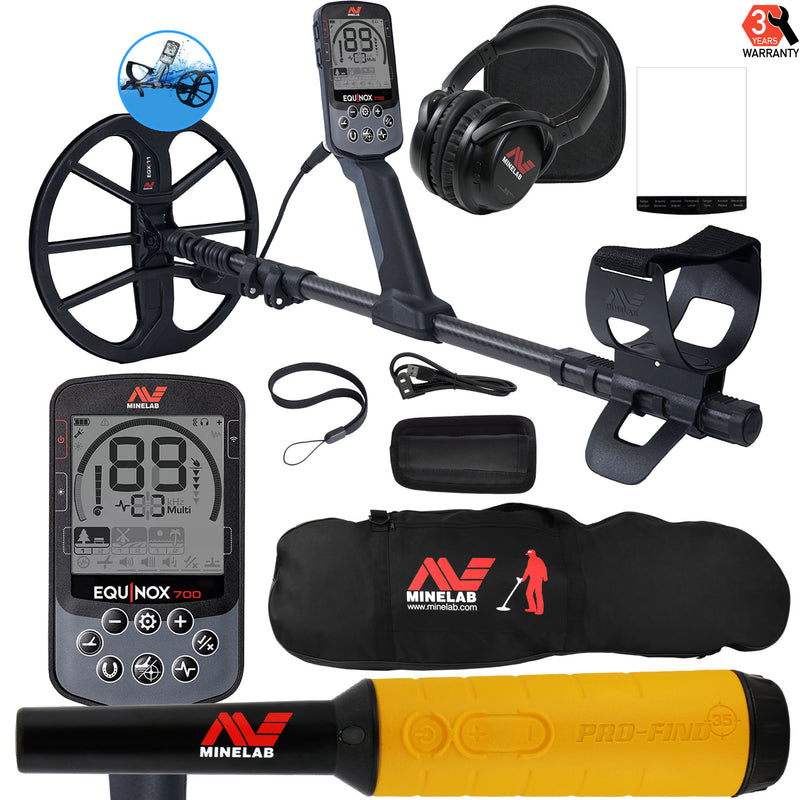 Minelab EQUINOX 700 Multi-IQ Metal Detector w/ Pro-Find 35 Pinpointer & Carry Bag
