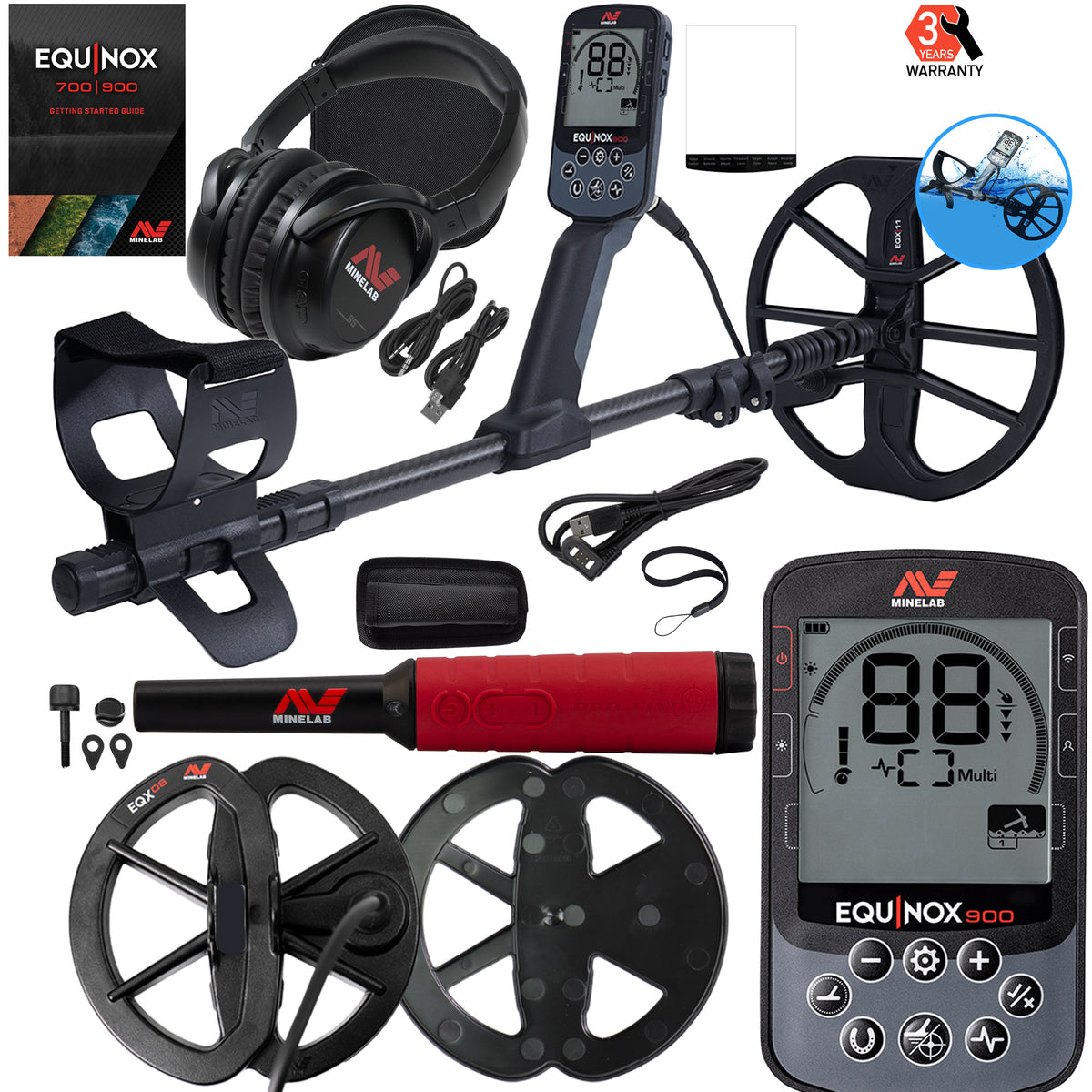 Minelab EQUINOX 900 Multi-IQ Metal Detector with Pro-Find 40