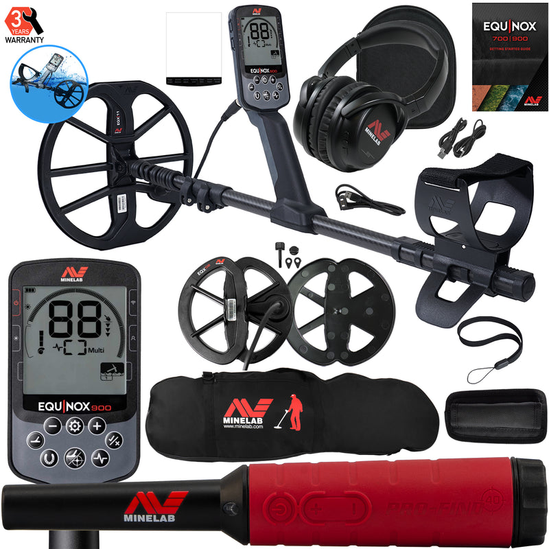 Minelab EQUINOX 900 Multi-IQ Metal Detector with Carry Bag and Pro-Find 40