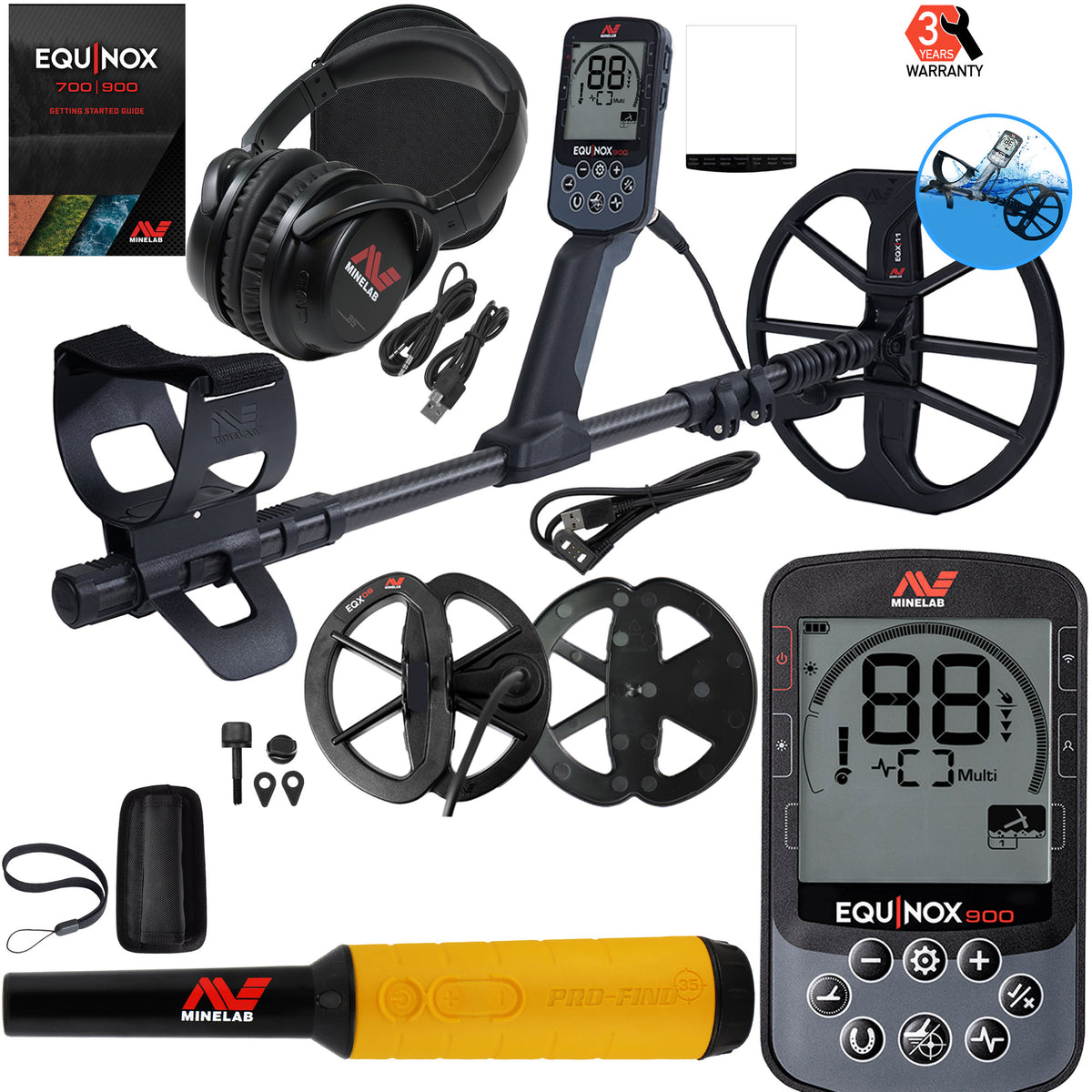 Minelab EQUINOX 900 Multi-IQ Metal Detector with Pro-Find 35 Pinpointer