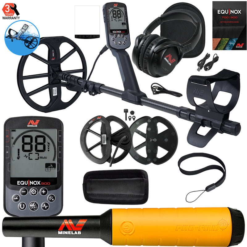 Minelab EQUINOX 900 Multi-IQ Metal Detector w/Pro-Find 20 Pinpointer