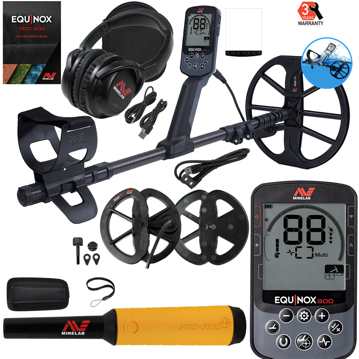 Minelab EQUINOX 900 Multi-IQ Metal Detector with Minelab Pro-Find 15 Pinpointer