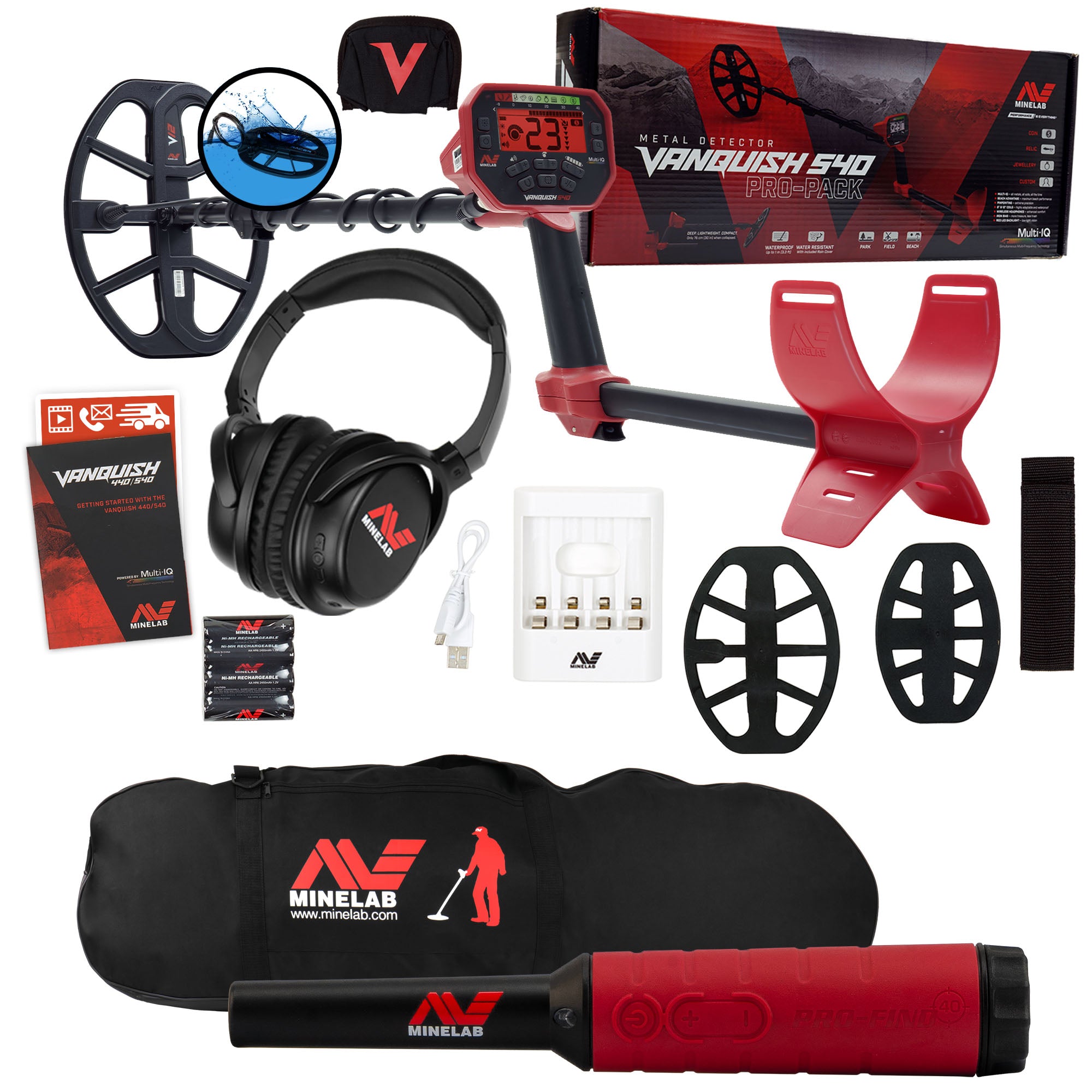 Minelab VANQUISH 540 Pro Pack Metal Detector with Pro-Find 40 and