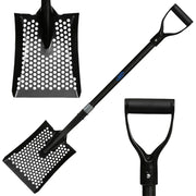 Carbon Fiber Sand Sifter Shovel black shown with full shovel, blade, and handle