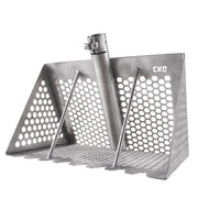 A metallic  sand rake s sifter with a hexagonal perforated design, a central vertical post, and two angled support rods, shown on a plain white background. The brand name 'CKG is printed on the side.