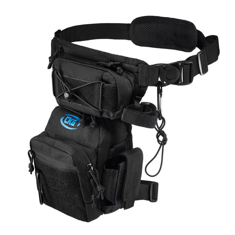 Black tactical pouch with a visible brand logo on a white background
