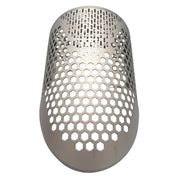 Scoop with a perforated hexagonal pattern, top view.