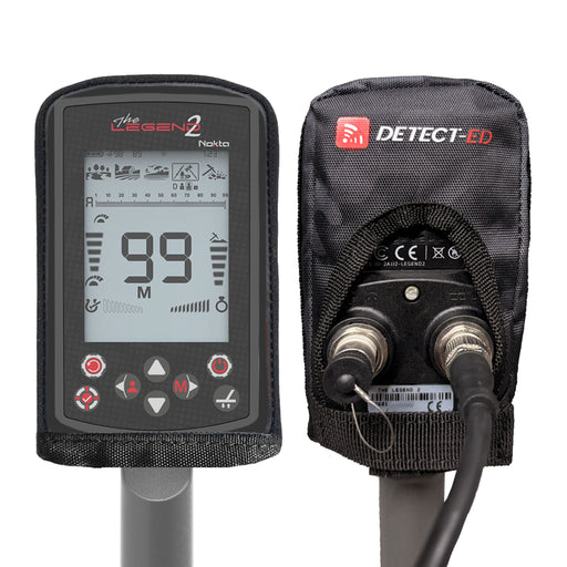 Detect-Ed Protective Cover for Minelab Manticore and Nokta Legend 2 - Cover on Legend 2 Control Box front and back view