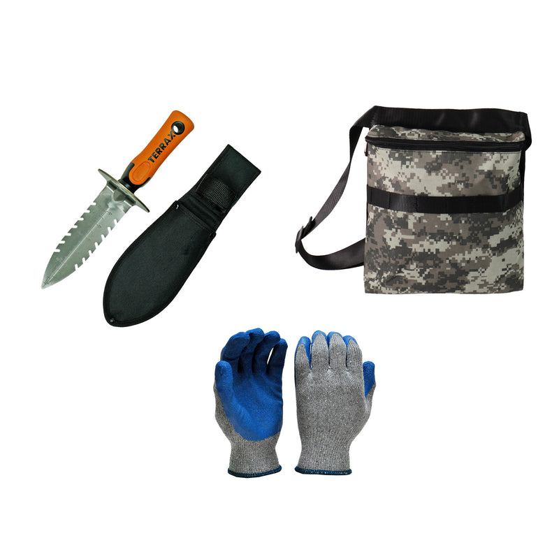 Metal Detecting Kit - Gloves, Pouch, and Digger