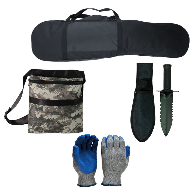 Metal Detecting Kit - Carry Bag, Gloves, Finds Pouch, and Digger with Holster