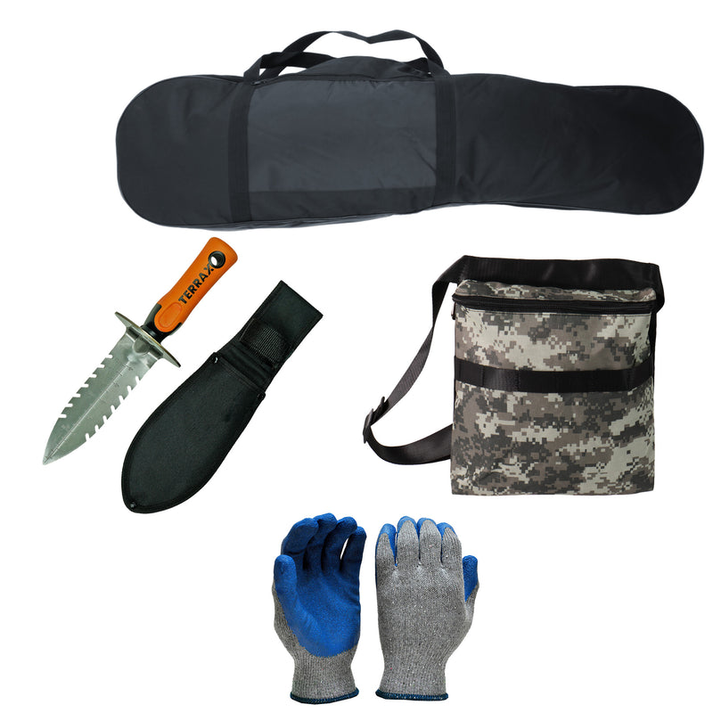 Metal Detecting Kit - Carry Bag, Gloves, Finds Pouch, and Digger with Holster